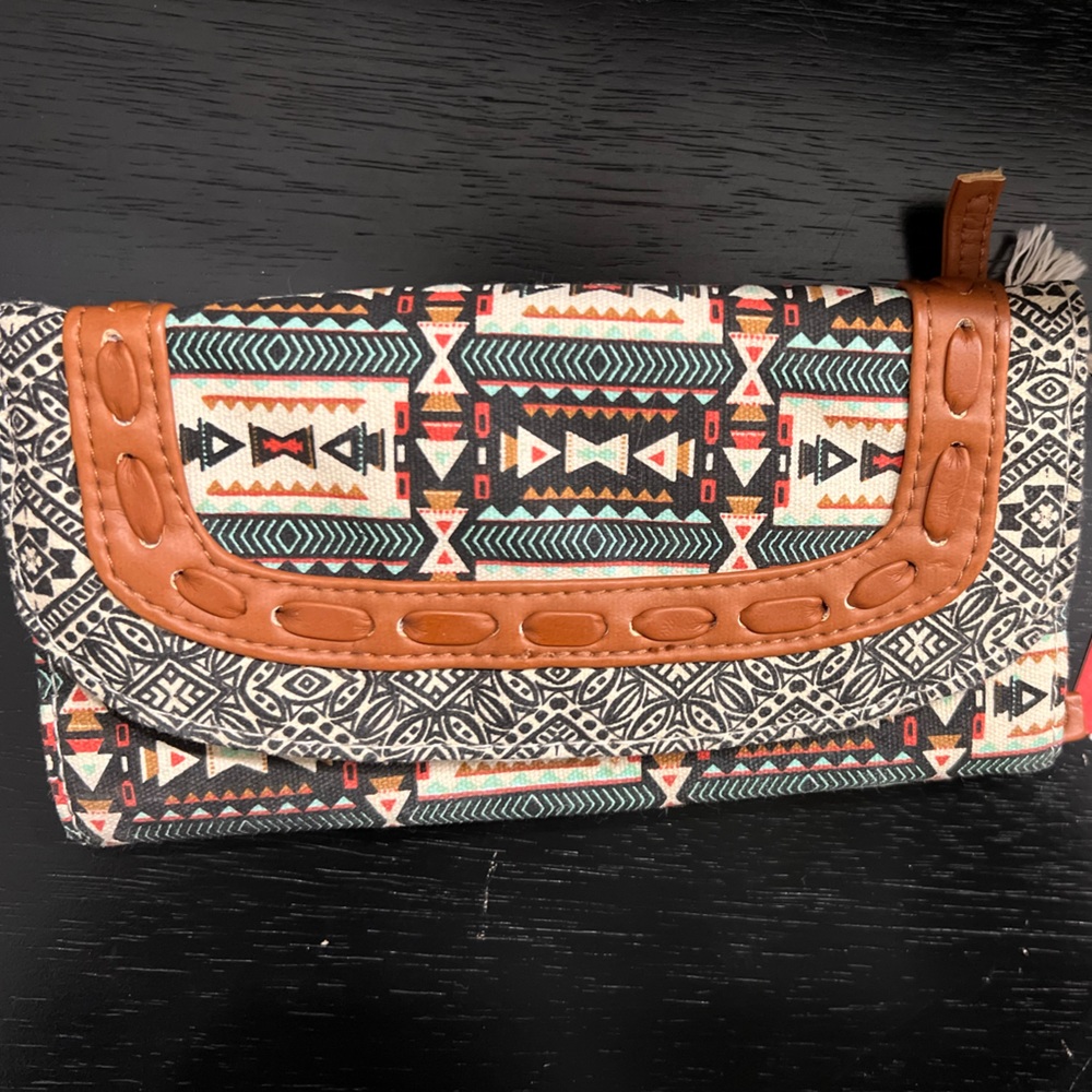 Tribal Print Faux Leather Wallet - Billfold - Card Holder - Boho - NWT